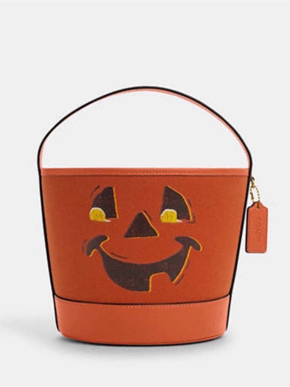 NWT Coach Orange Pumpkin Bucket Bag
